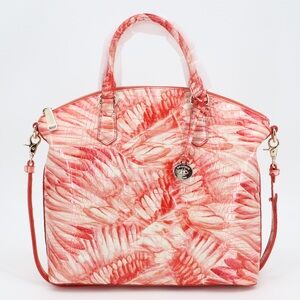 New Brahmin Large Duxbury Leather Satchel Pink Flamingo